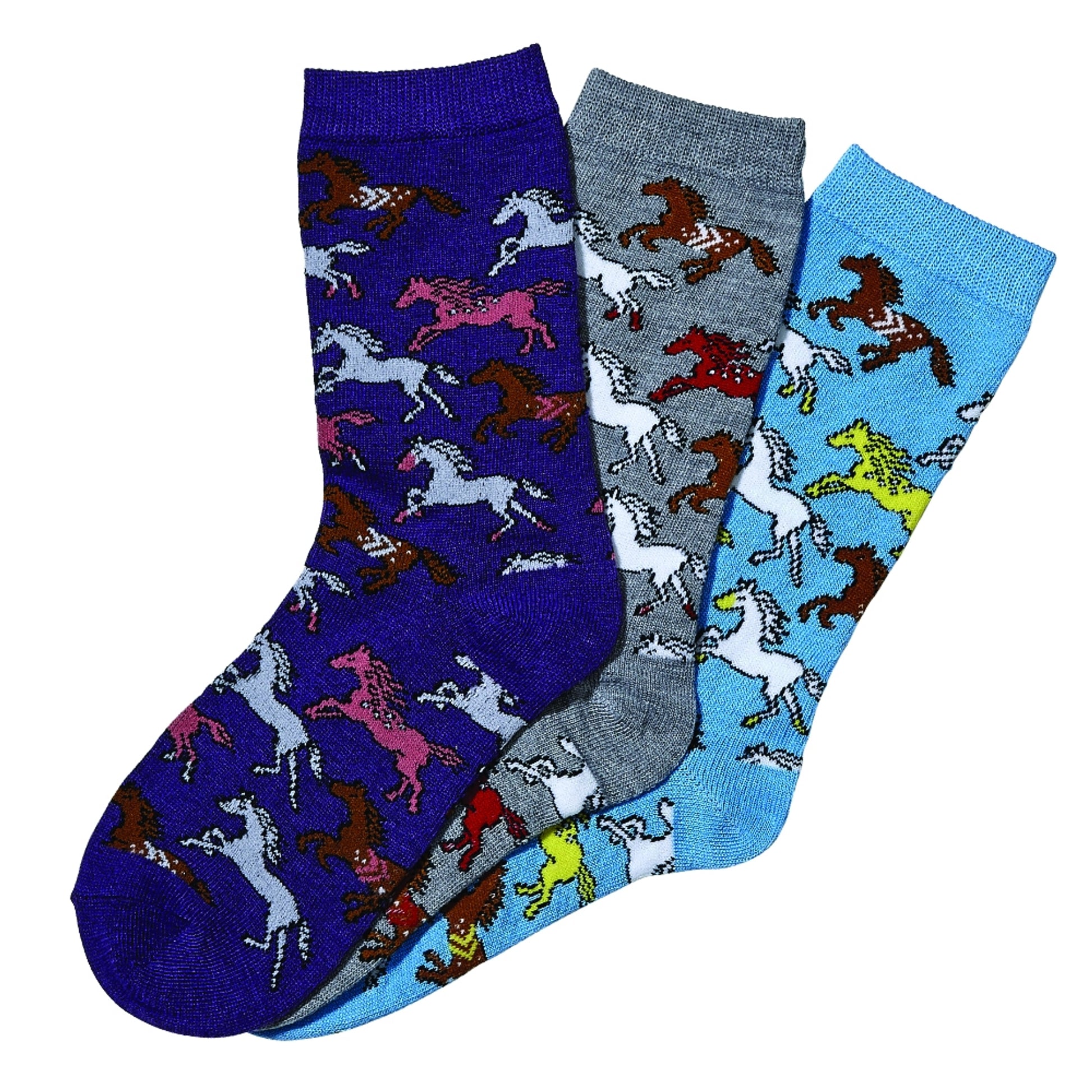 Kelley Ladies Southwest Ponies Crew Socks - 3 Pack,