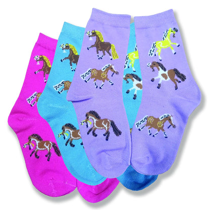 Kelley Kids Puff Ponies Crew Socks - 3 Pack