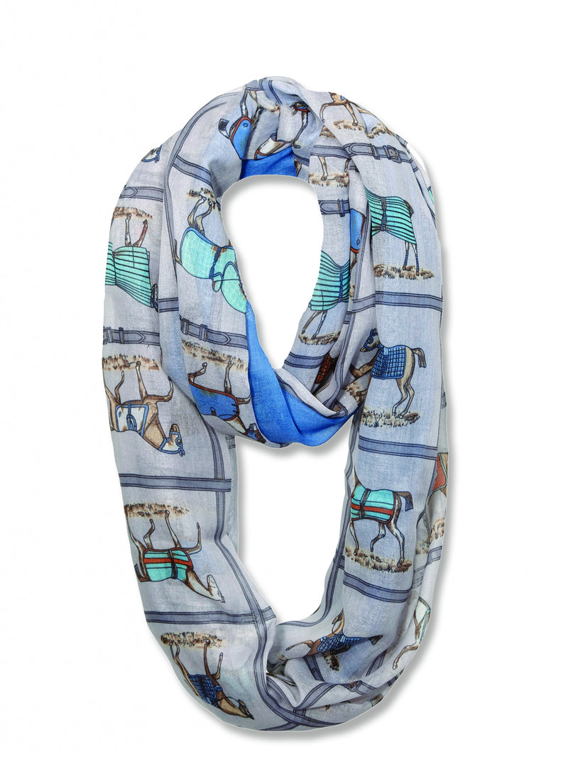 Lila Horses in Blankets Infinity Scarf