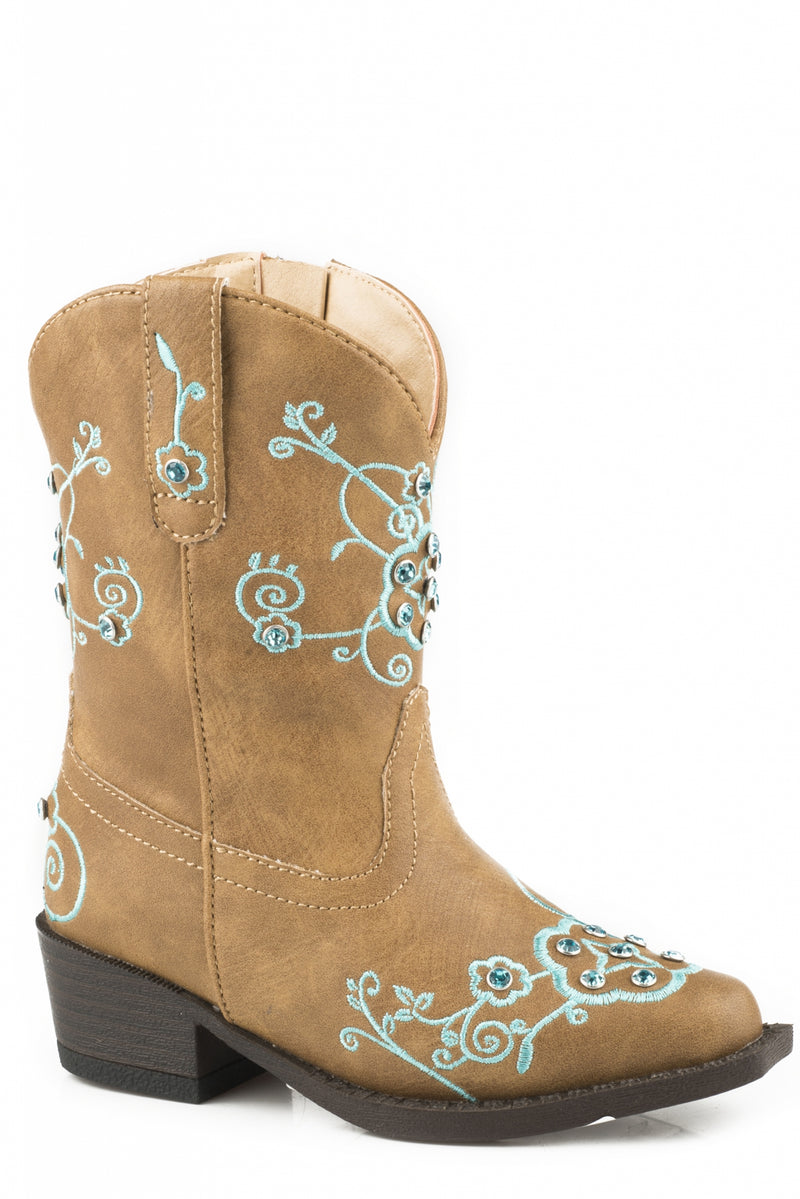 Roper Toddler Flower Sparkles - Tan/Turquoise