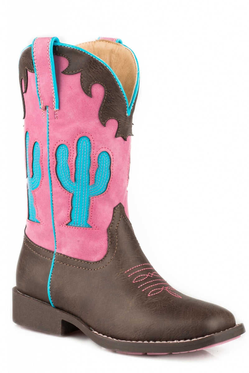 Roper Kids Cactus Boot - Brown - Pink