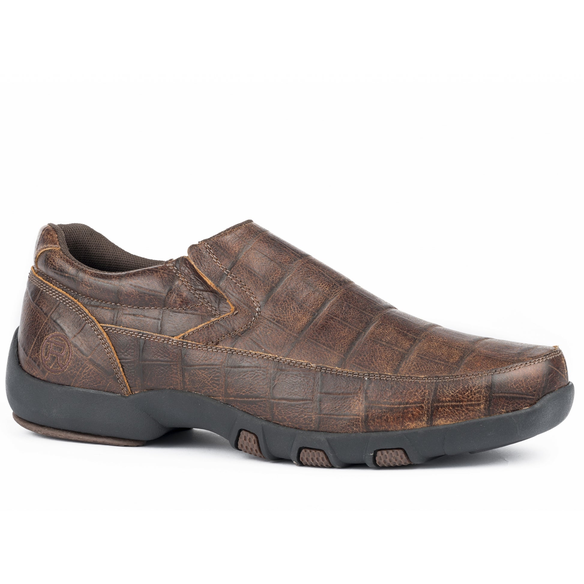 Roper Men's Owen Slip On Shoe - Embossed Brown