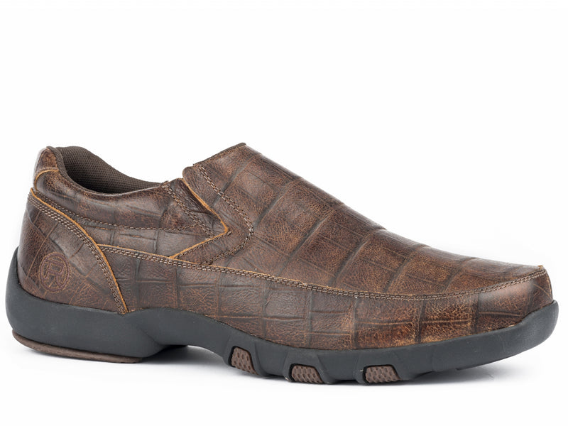 Roper Men's Owen Slip On Shoe - Embossed Brown