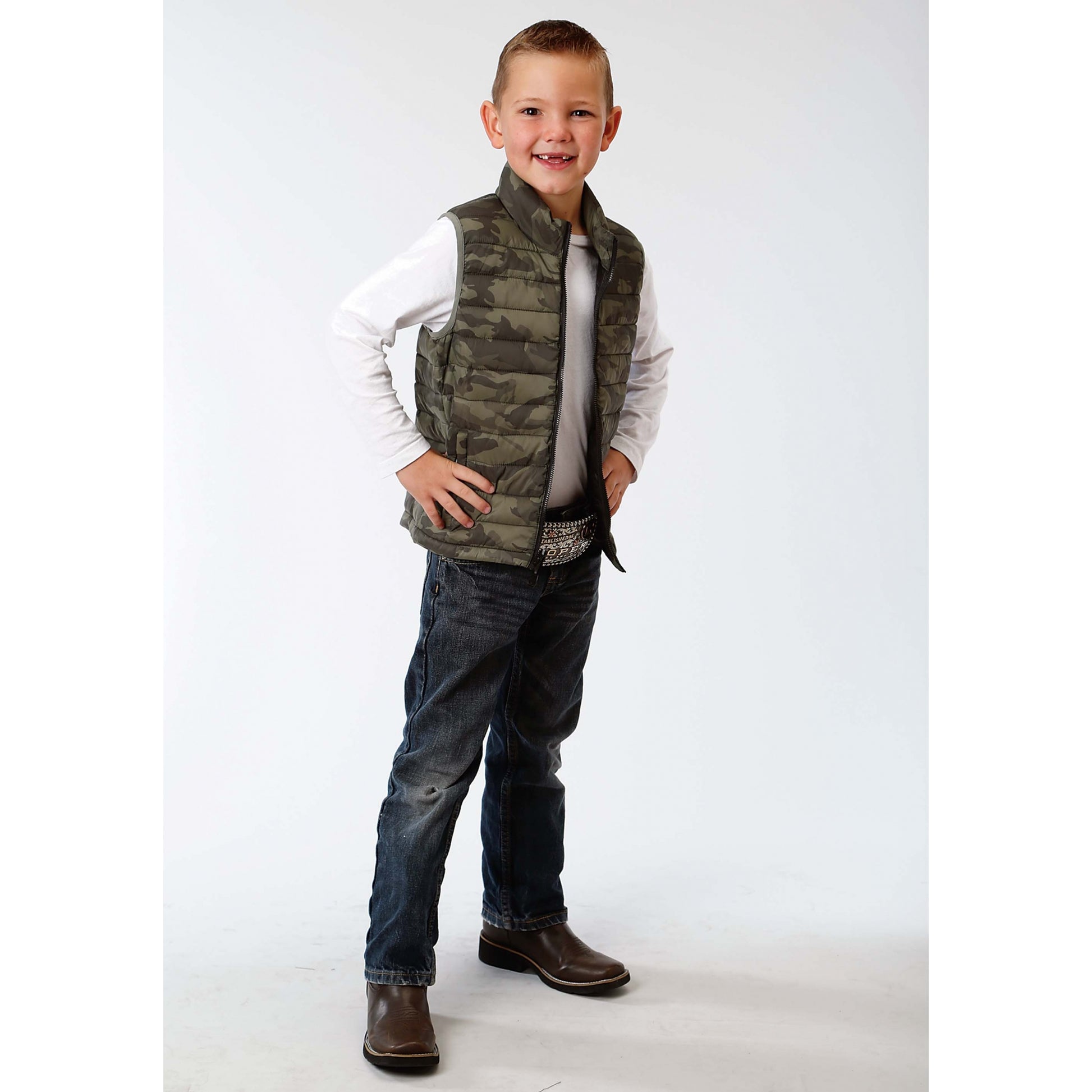 Roper Boys Crushable Parachute Vest-Green