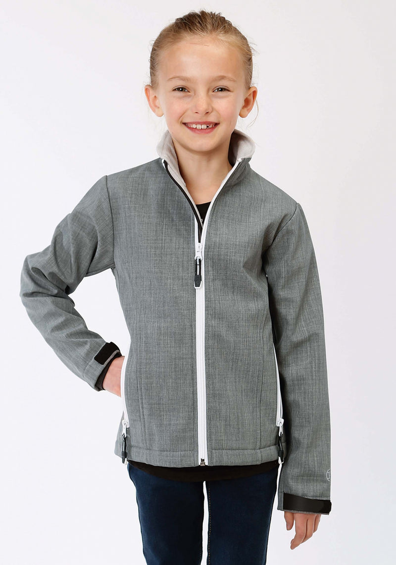Roper Girls Technical Soft Shell Jacket - Grey Textured Print
