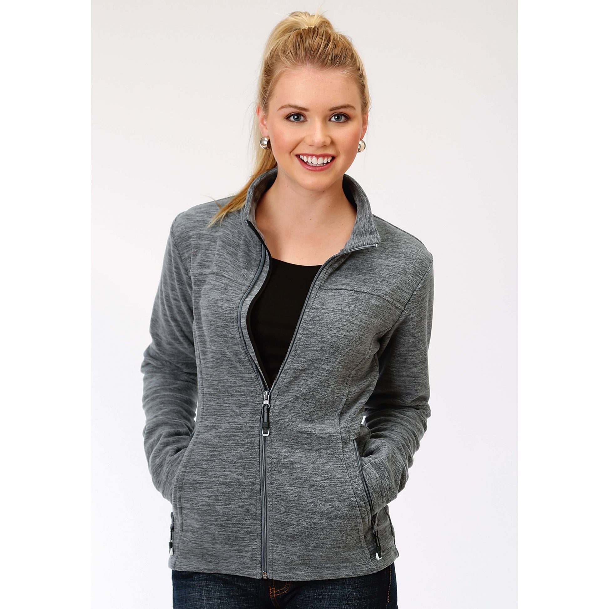 Roper Ladies Grey Micro Fleece Jacket