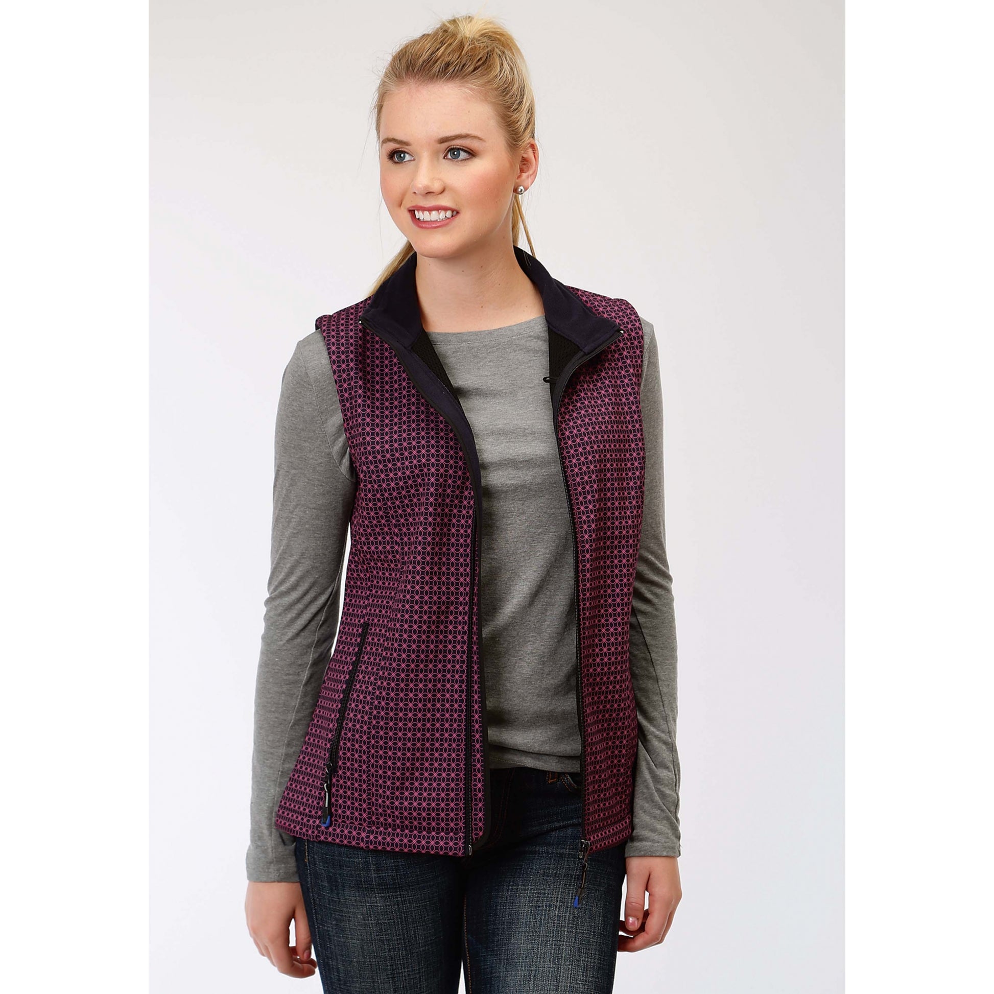 Roper Ladies Navy/Fuchsia Soft Shell Vest