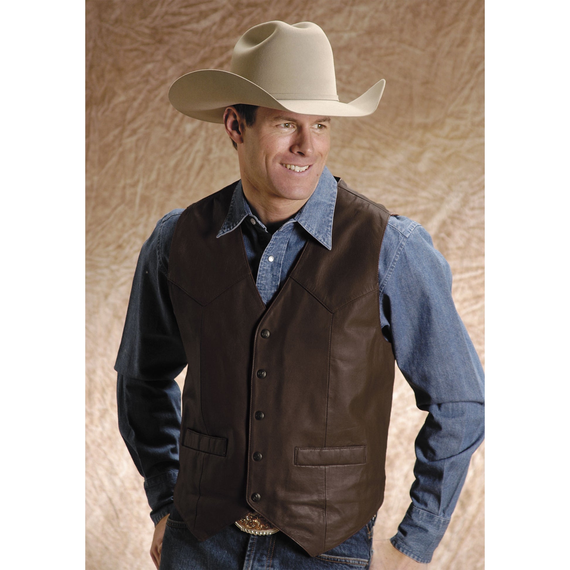 Roper Men's Nappa Leather Vest Brown– HorseLoverZ