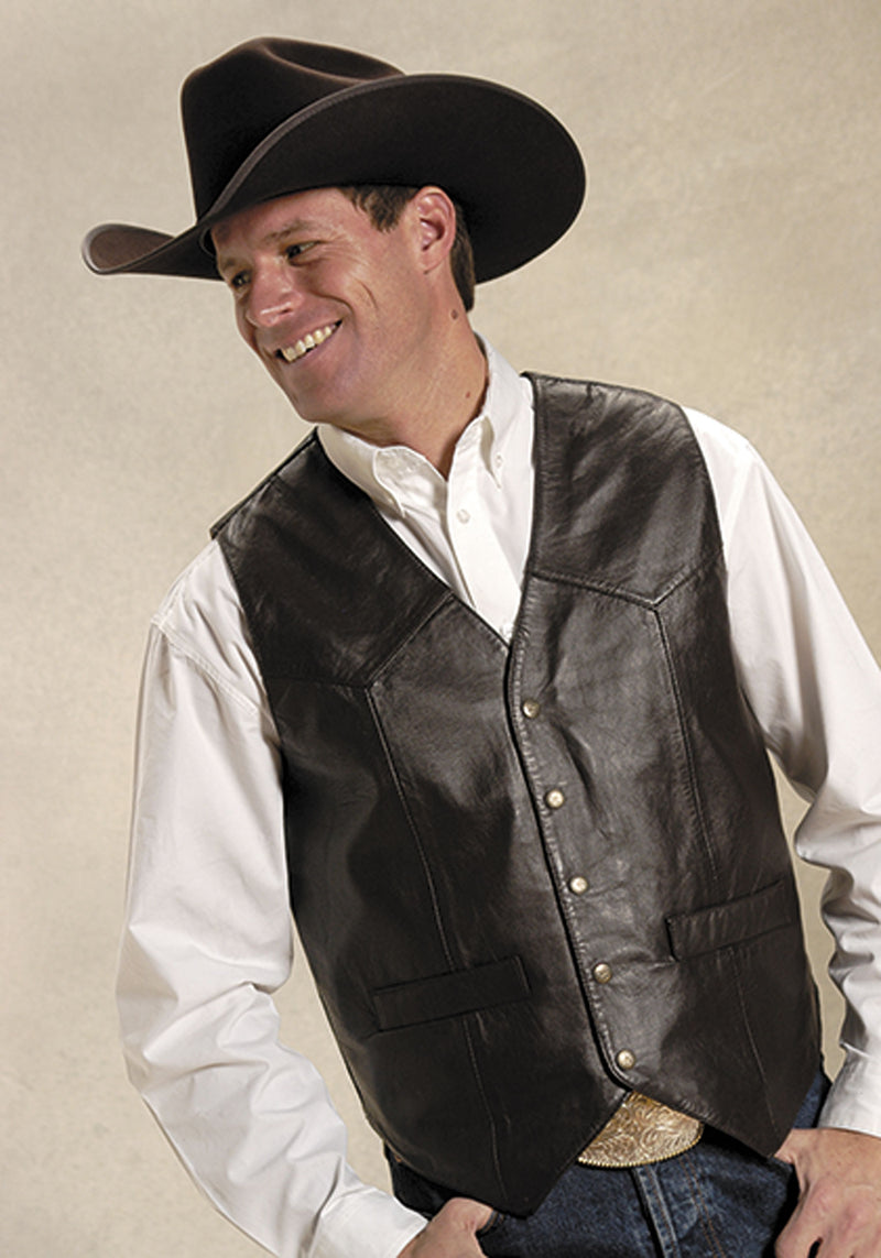 Roper Men's Lamb Skin Western Vest - Brown