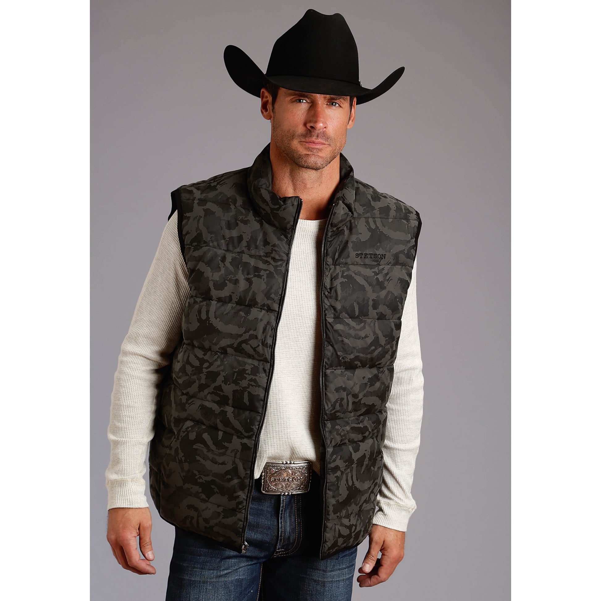 Stetson Men's Sueded Camo Vest - Black Camo