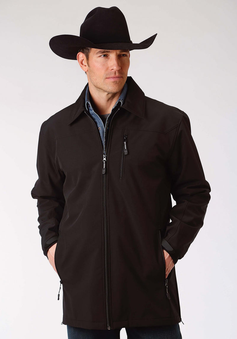 Roper Men's Soft Shell Mesh Lined Barn Jacket - Black