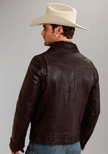 Stetson Men's Leather Patch Pocket Jacket - Brown