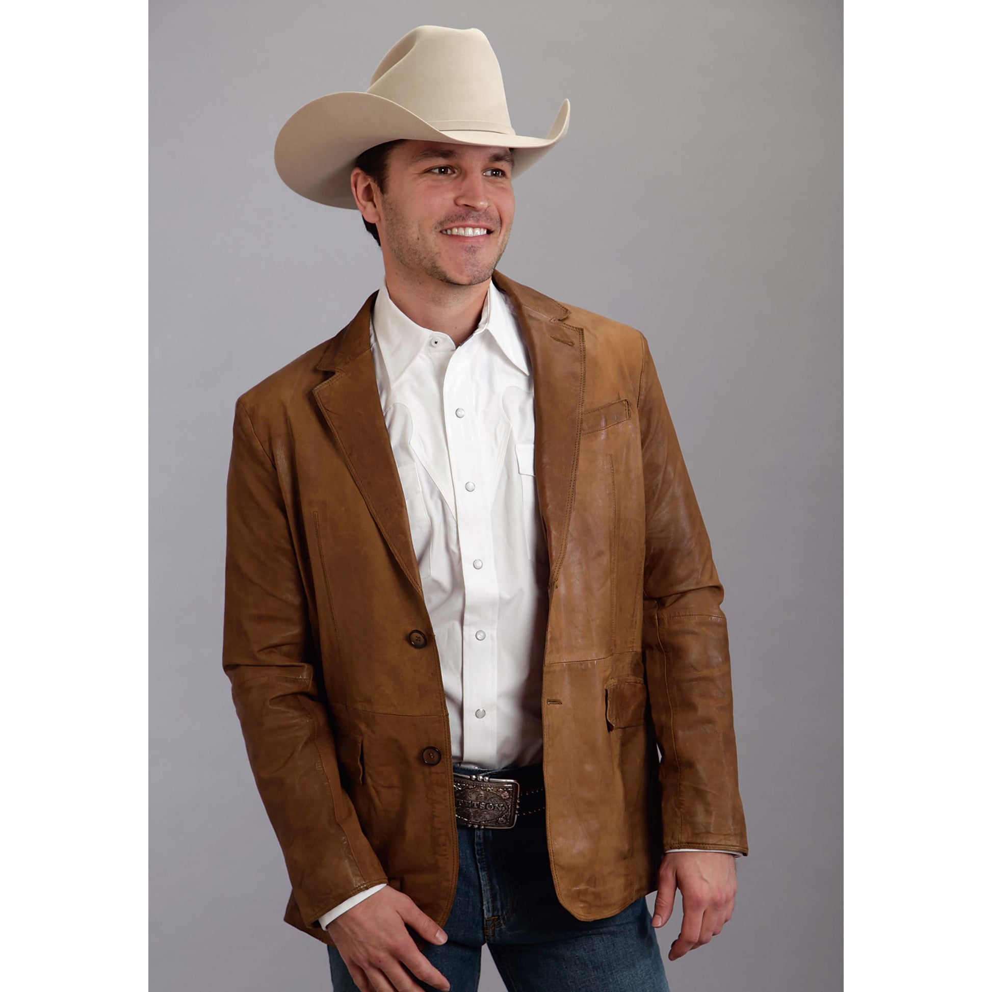 Stetson Men's Leather Sport Coat - Golden Brown