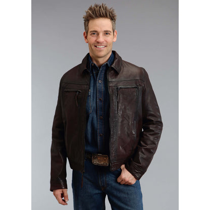 Stetson Men's Smooth Leather Jacket - Brown
