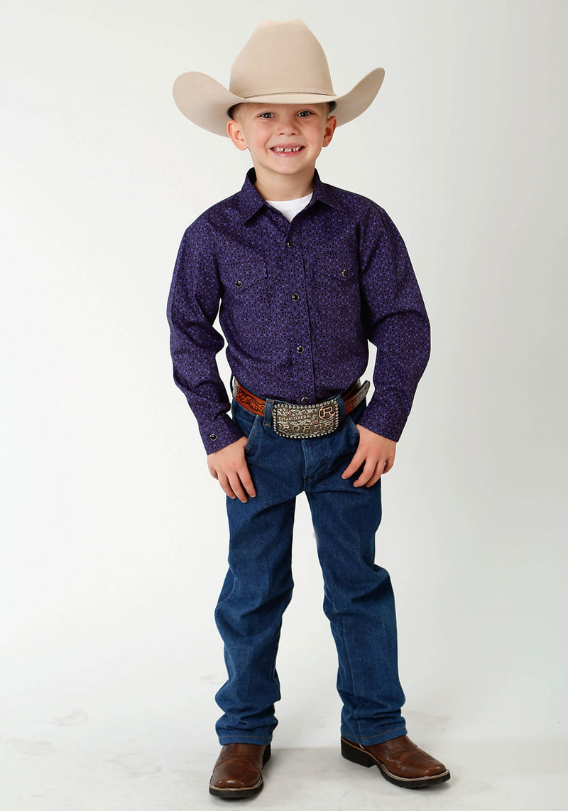 Roper Boys Amarillo Snap Shirt - Purple Viking Medallion