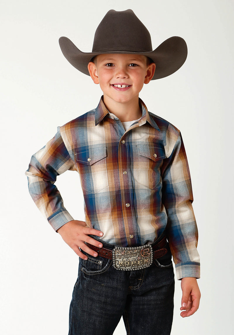 Roper Boys Rio Grand Western Shirt - Blue