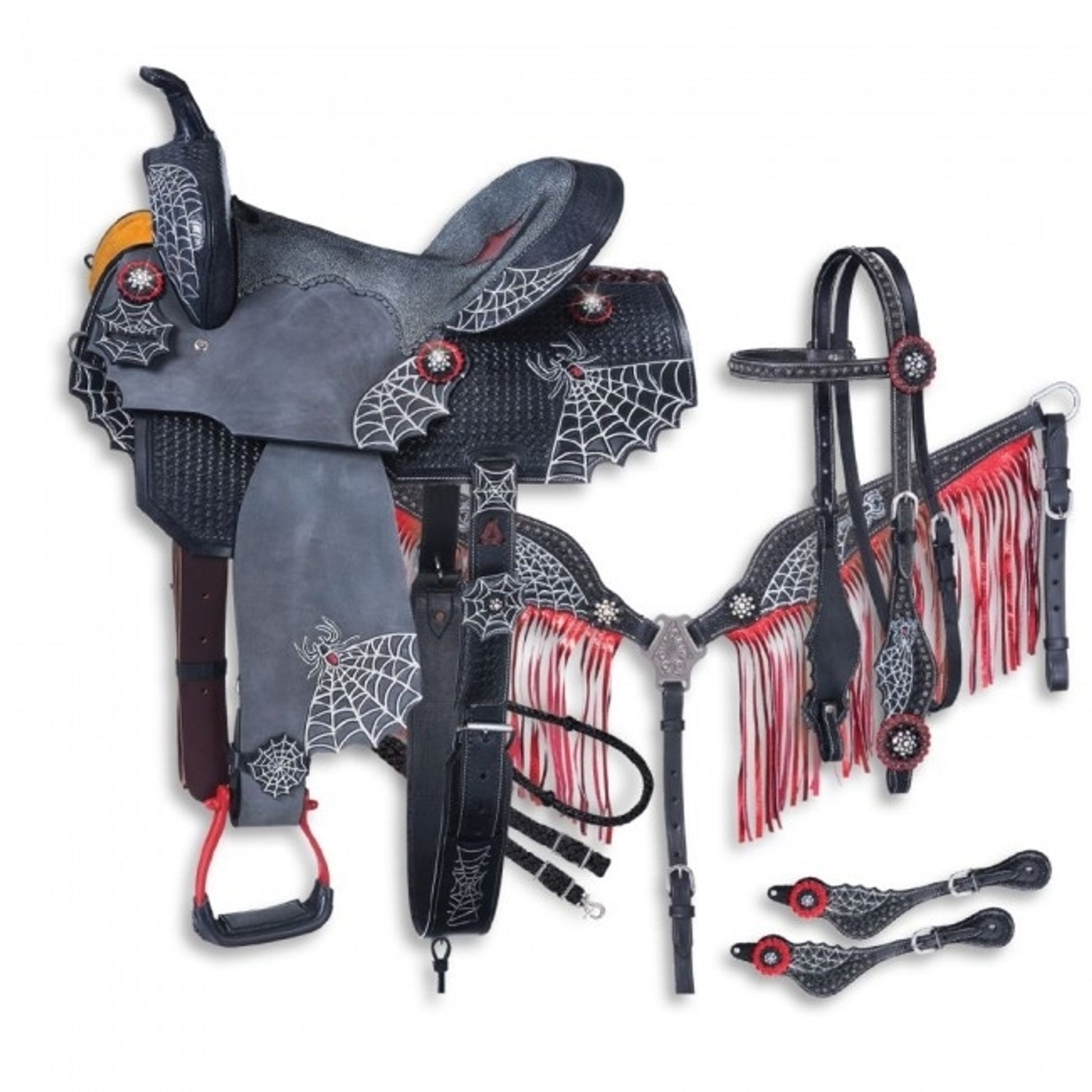 Silver Royal Black Widow Collection Miniature/Pony 5 Piece Saddle Package