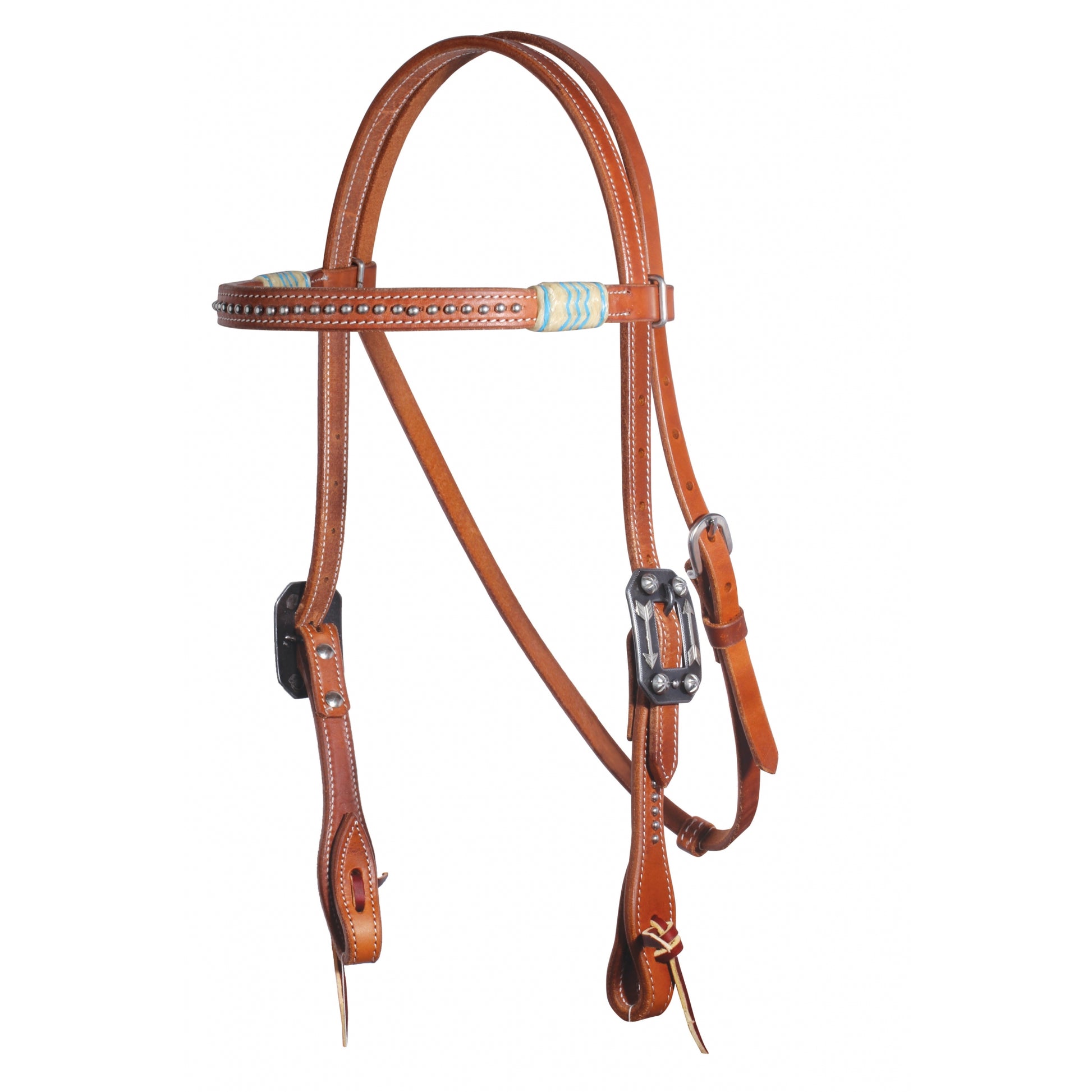 Professionals Choice Turquoise Rawhide Browband Headstall