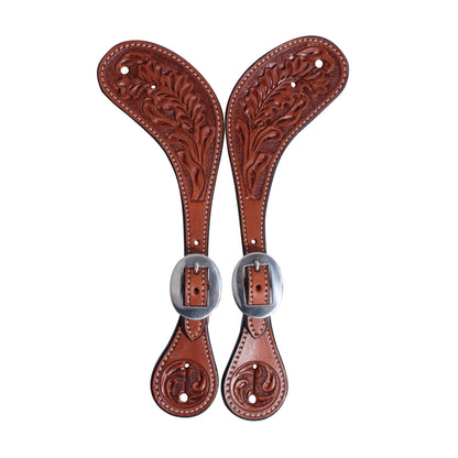Professionals Choice Oak Tooled Spur Straps