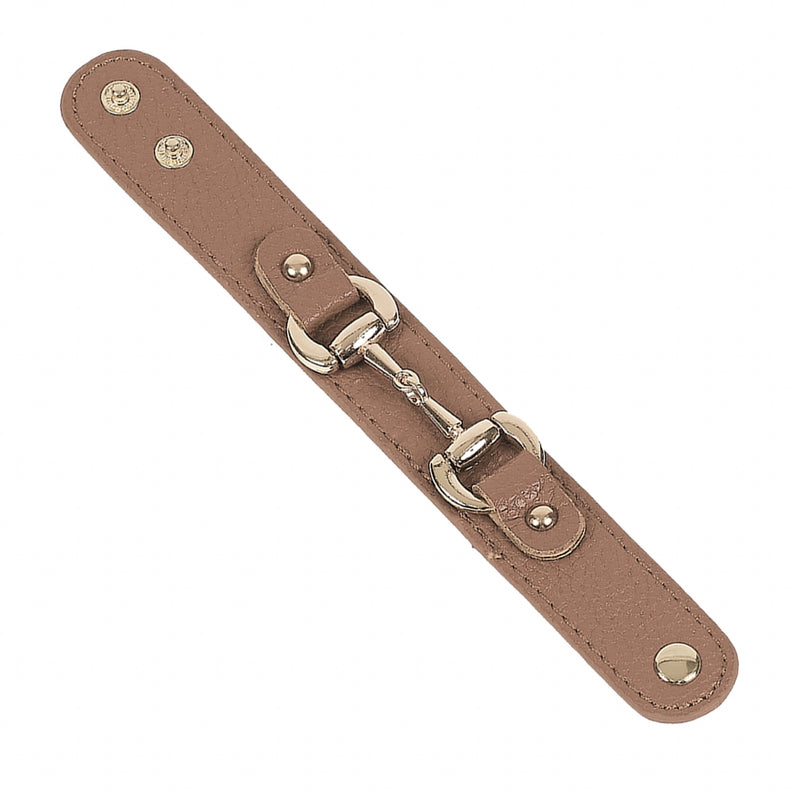 AWST Int'l Leather with Gold Tone Snaffle Bit Bracelet