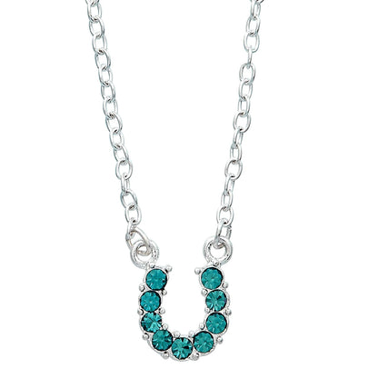 AWST Int'l Rhinestone Horseshoe Necklace with Horse Head Gift Box
