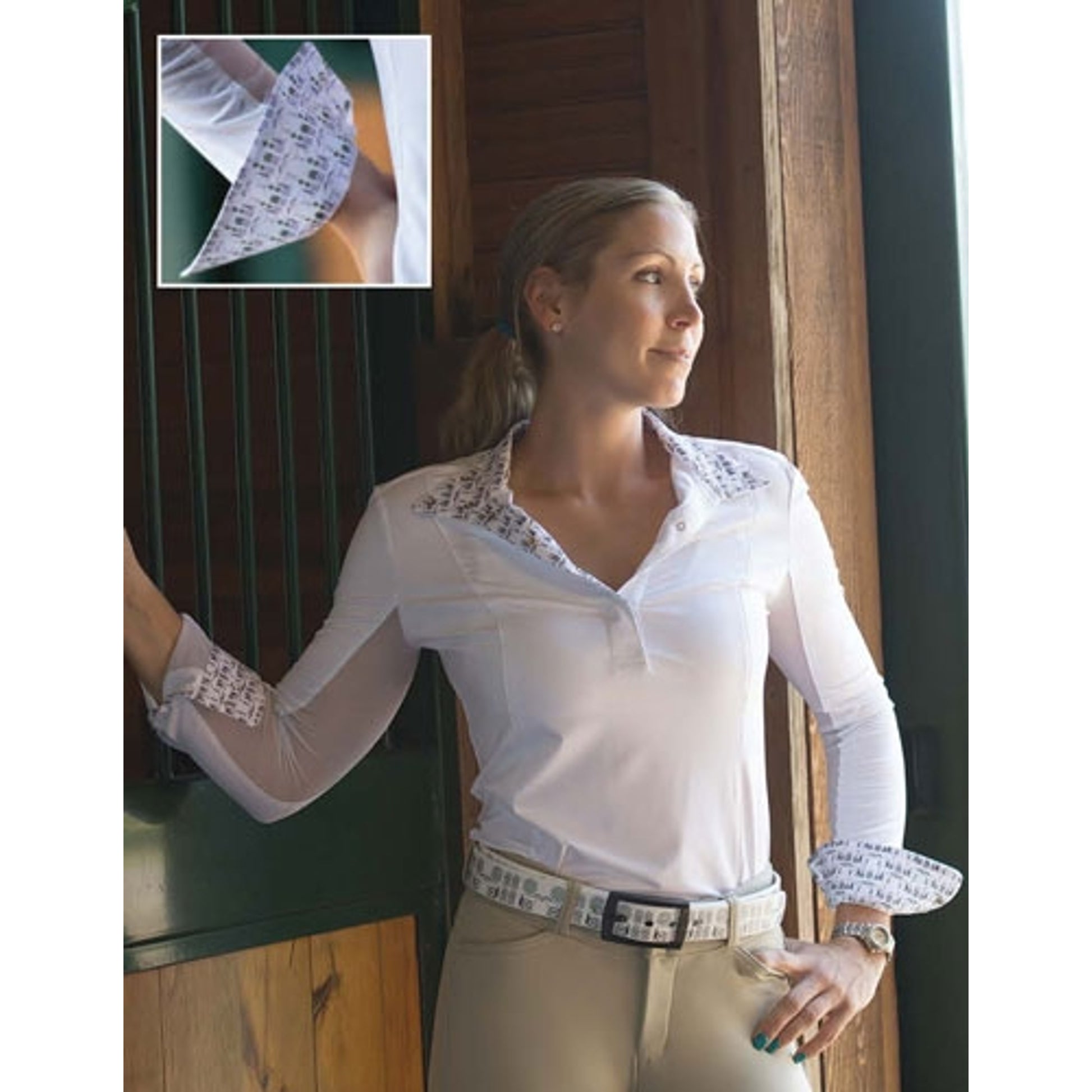 FITS Ladies Silk Nosey Shirt - White Grey Black