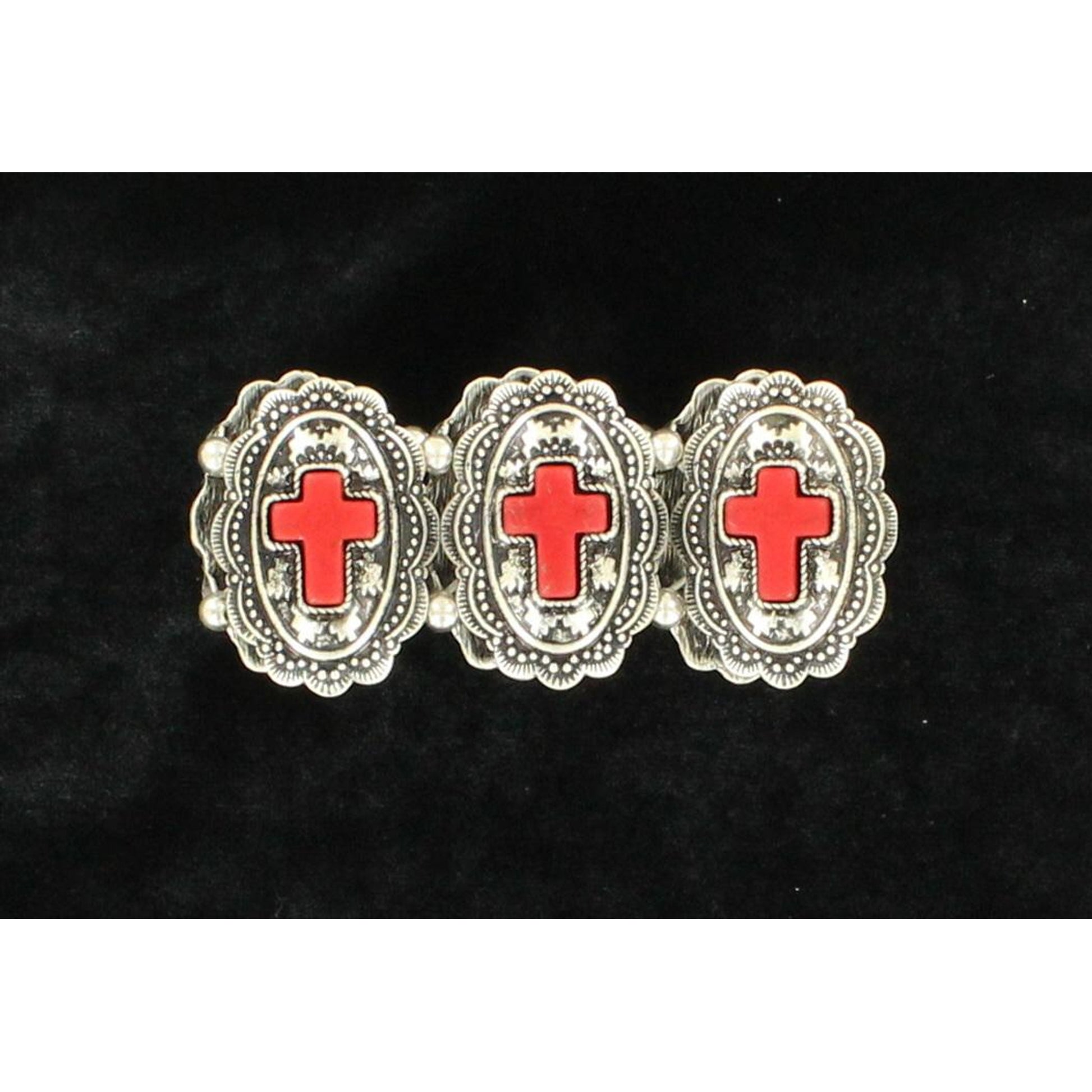 Blazin Roxx Oval Cross Concho Stretch Bracelet
