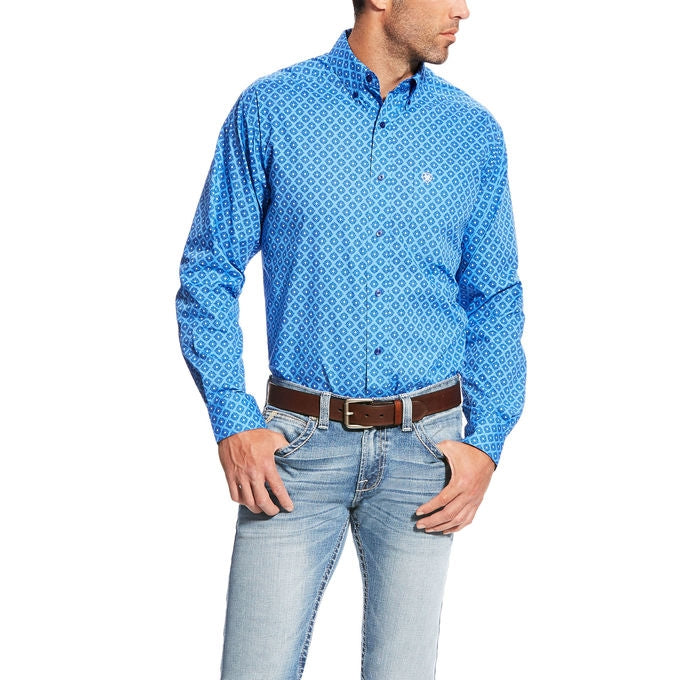 Ariat Men's Marvel Long Sleeve Print Fitted Shirt - Marina