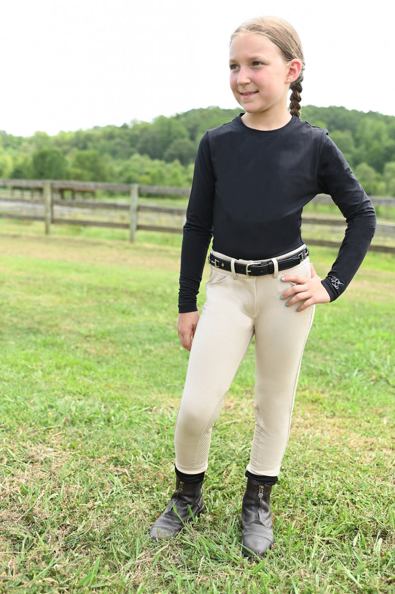 KAKI Long Sleeve Crew Neck Exercise Shirt
