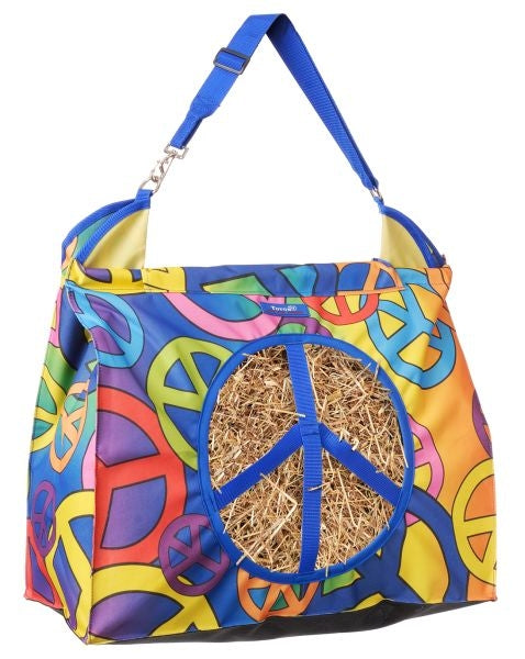 Tough-1 Heavy Denier Nylon Hay Tote with Dividers - Peace Sign Print