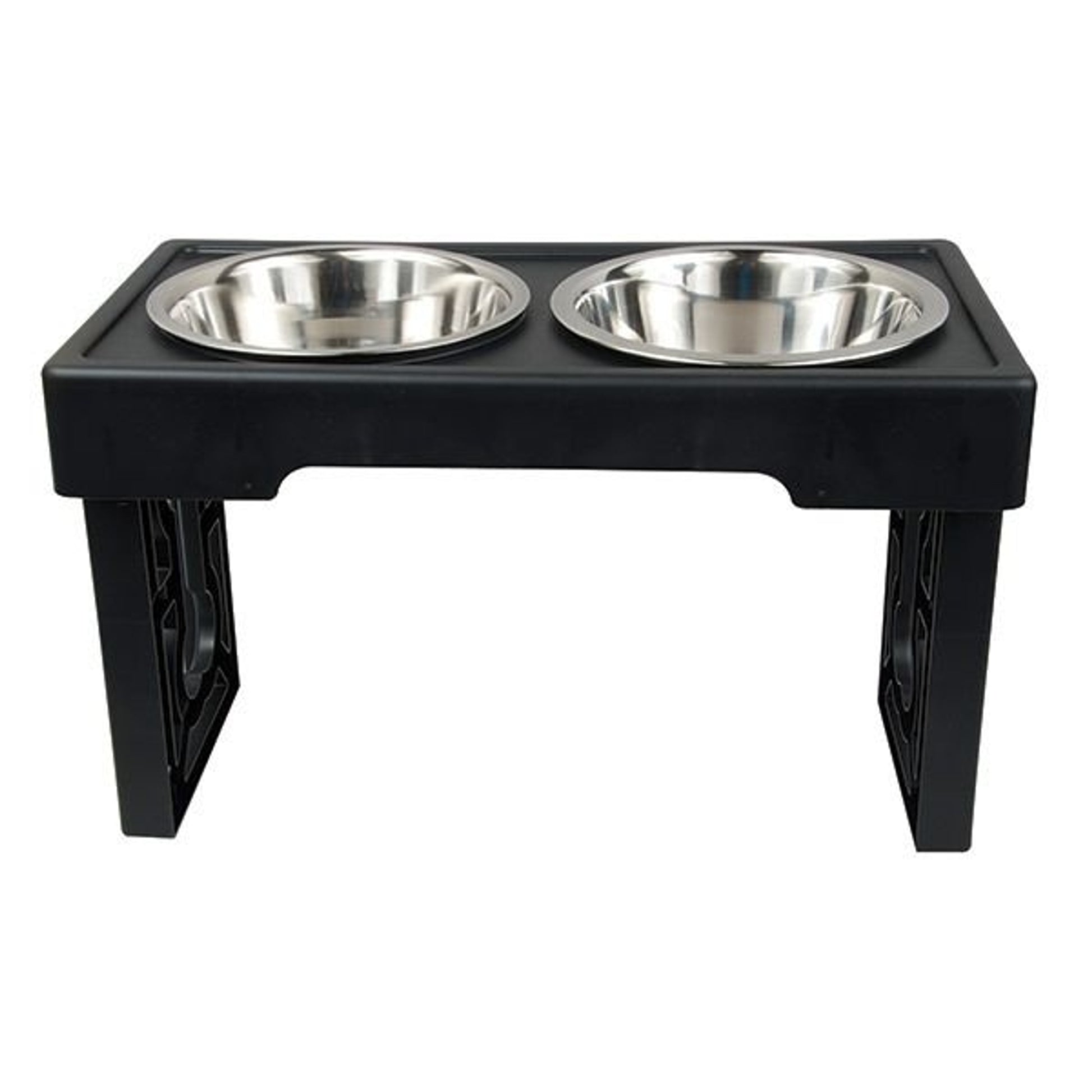 OUR PETS Barking Bistro Adjustable Dog Feeder - Black - 2.9In/8In/12In