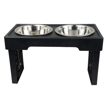 OUR PETS Barking Bistro Adjustable Dog Feeder - Black - 2.9In/8In/12In