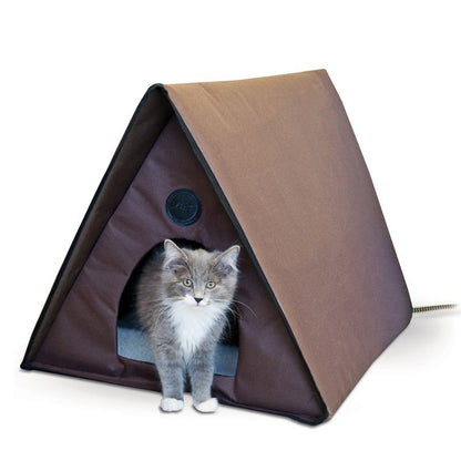K&H PET Outdoor Heated Multi-Kitty A-Frame - Chocolate