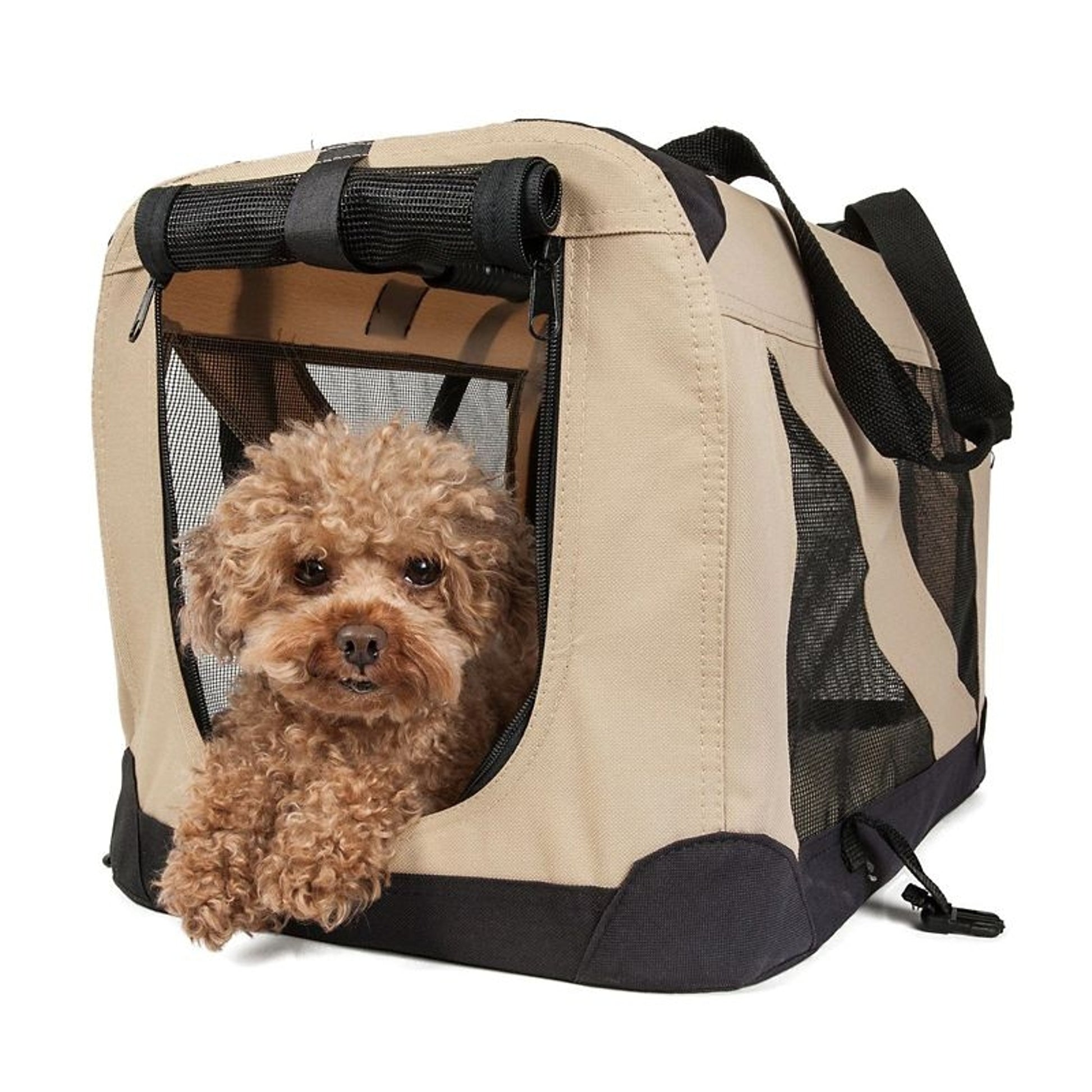 Pet Life Khaki Vista View Collapsible Carrier SM