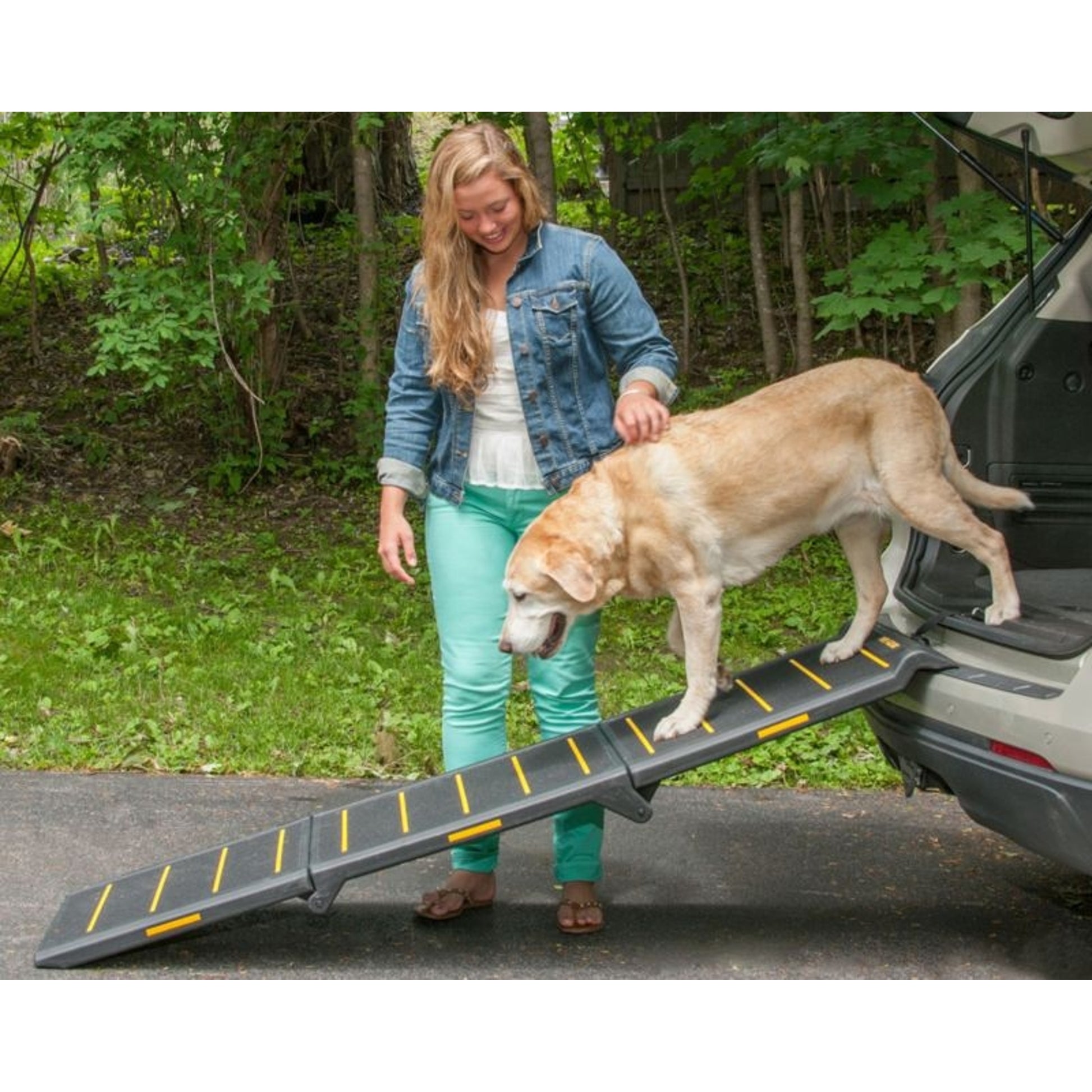 Pet Gear Extra-Wide Tri-Fold Reflective Pet Ramp