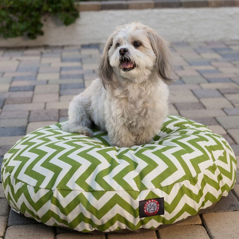Majestic Pet Outdoor Sage Chevron Round Pet Bed LG