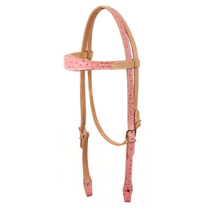 American Saddlery Scalloped Ostrich Headstall Pink