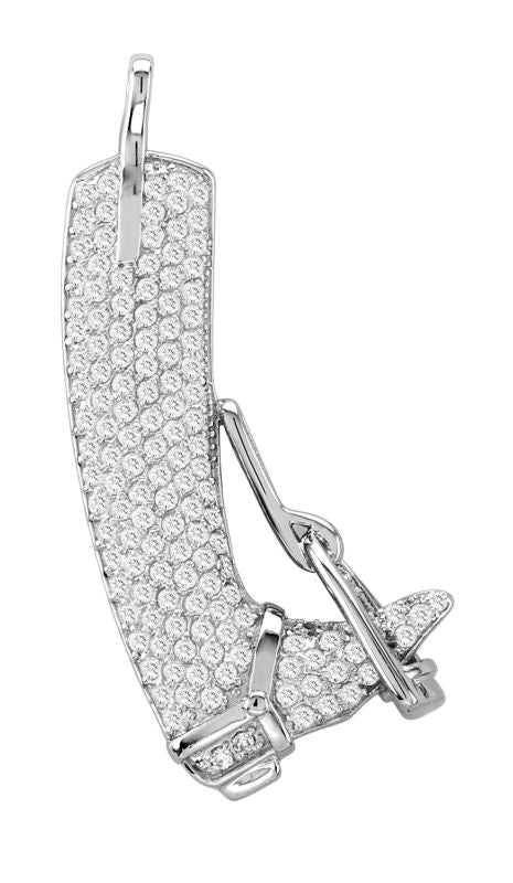 Kelly Herd Pave English Riding Boot Necklace - Sterling Silver