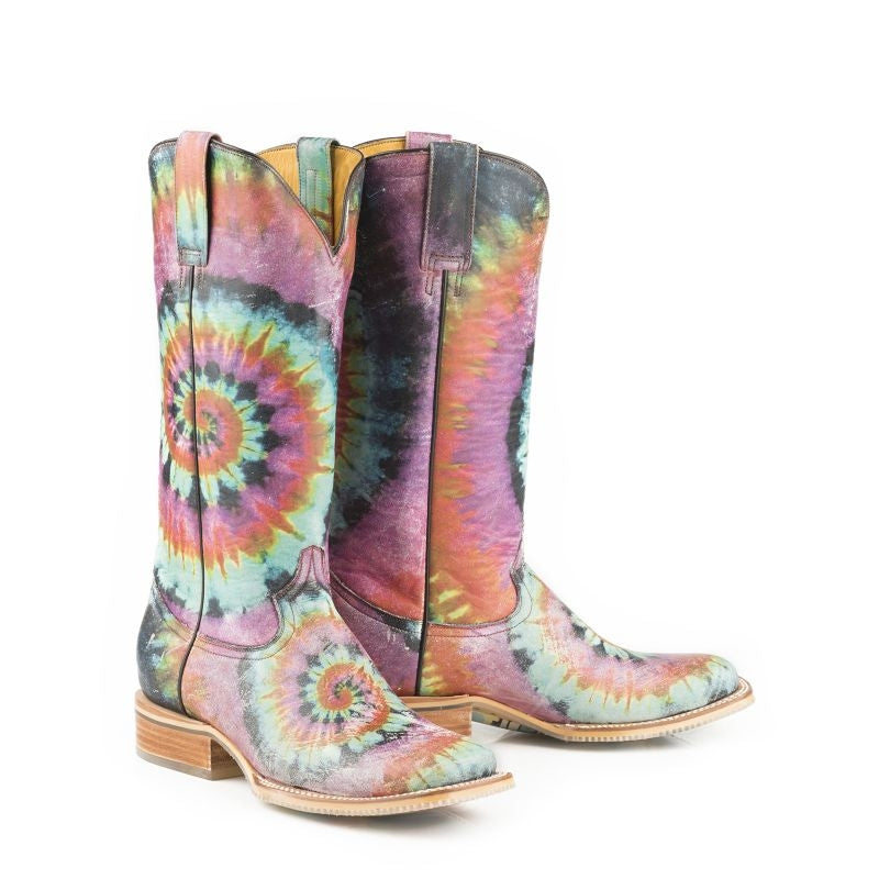 Tin Haul Ladies Boots - Groovy With Tie Dye Camper Sole