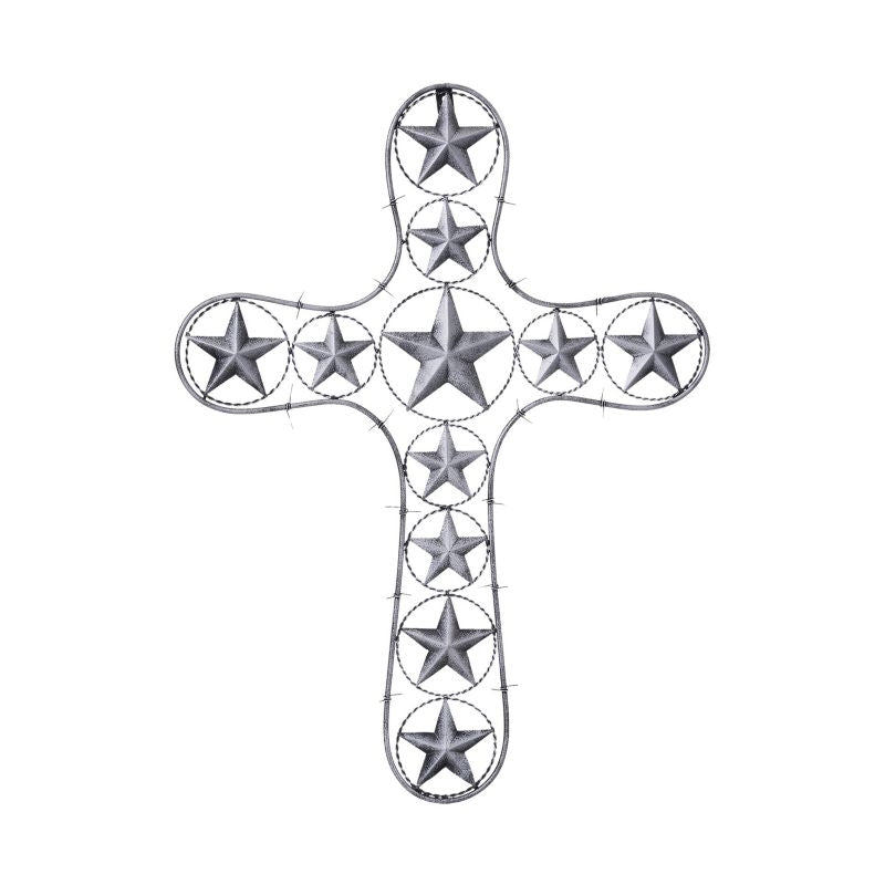 Tough1 Cross With Stars And Barbwire Detail