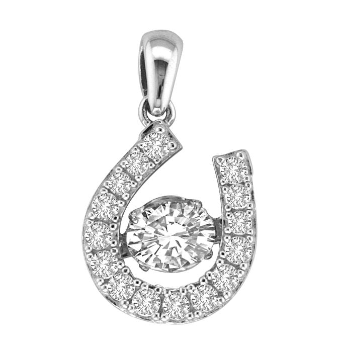 Kelly Herd Dancing Stone Horseshoe Dangle Pendant - Sterling Silver