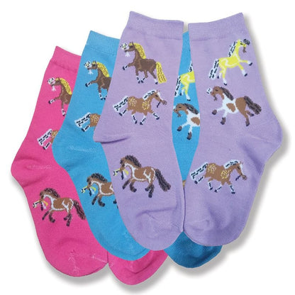 Kelley Kids Puff Ponies Crew Socks - 3 Pack