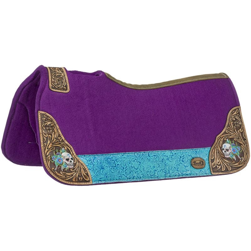 Tough1 Hand Painted Felt Salvador Skull Saddle Pad