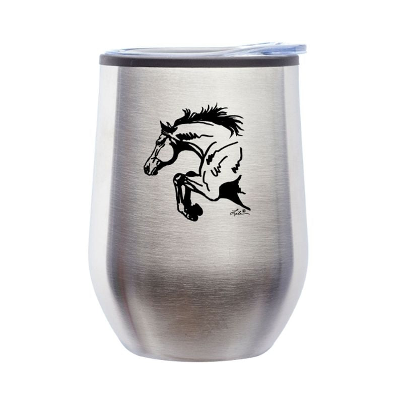 Lila Half Horse Jumper Silver Stemless Wine Tumbler