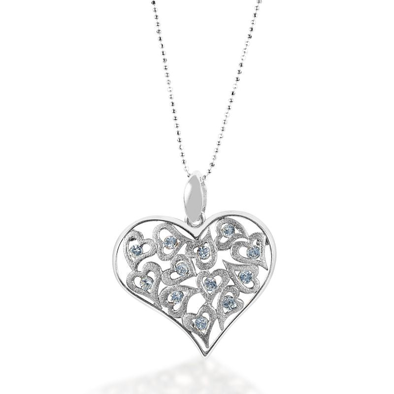 Kelly Herd Clear Multi-Heart Pendant - Sterling Silver