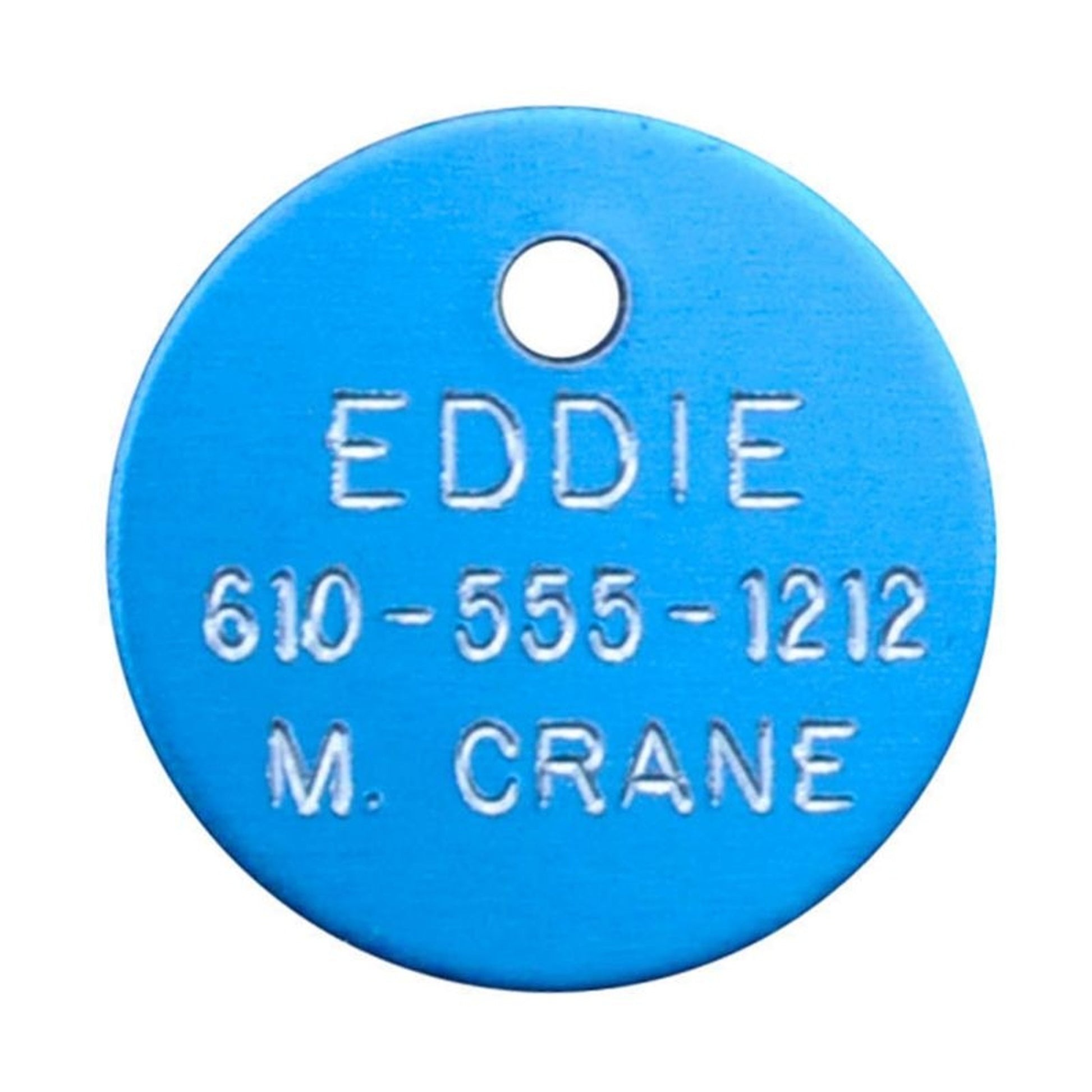 Personalized 7/8in Round Aluminum Tag Blue