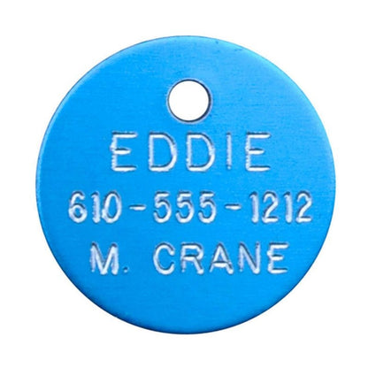 Personalized 7/8in Round Aluminum Tag Blue