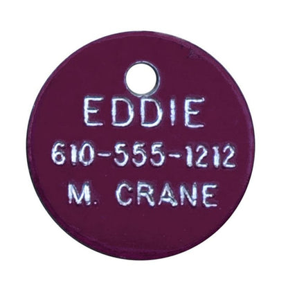 Personalized 7/8in Round Aluminum Tag Blue