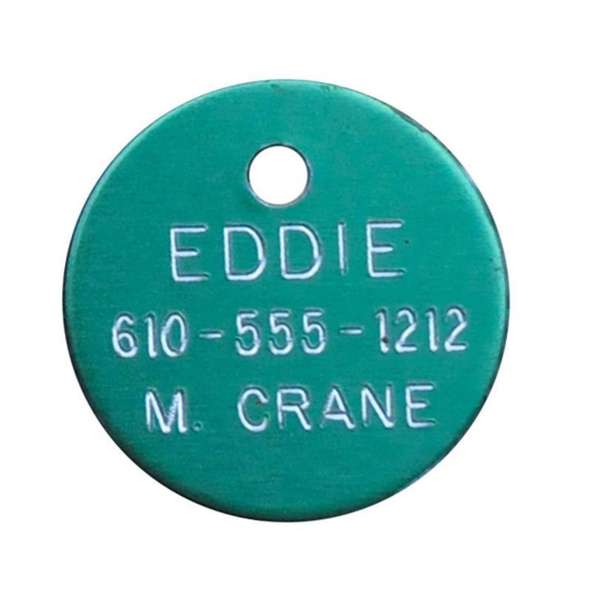 Personalized 7/8in Round Aluminum Tag Blue