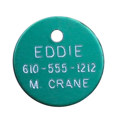 Personalized 7/8in Round Aluminum Tag Blue
